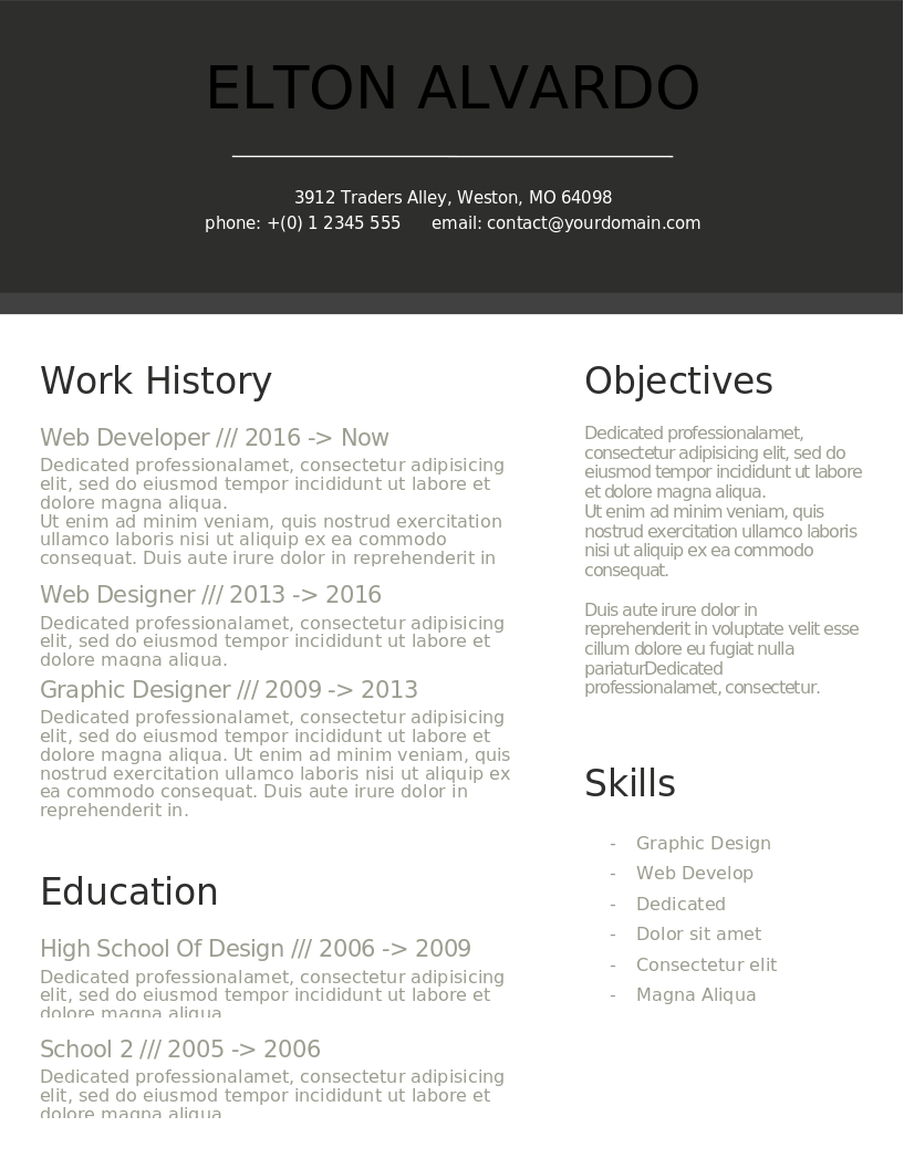 The Modern Minimalist CV – Vorschau